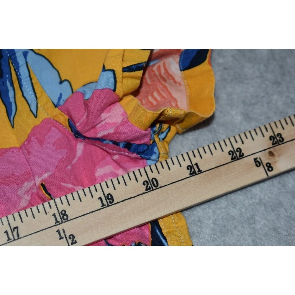 J.Crew Button Down Shirt Men Medium Yellow Pink Floral Slim Flex Washed Hawaiian
